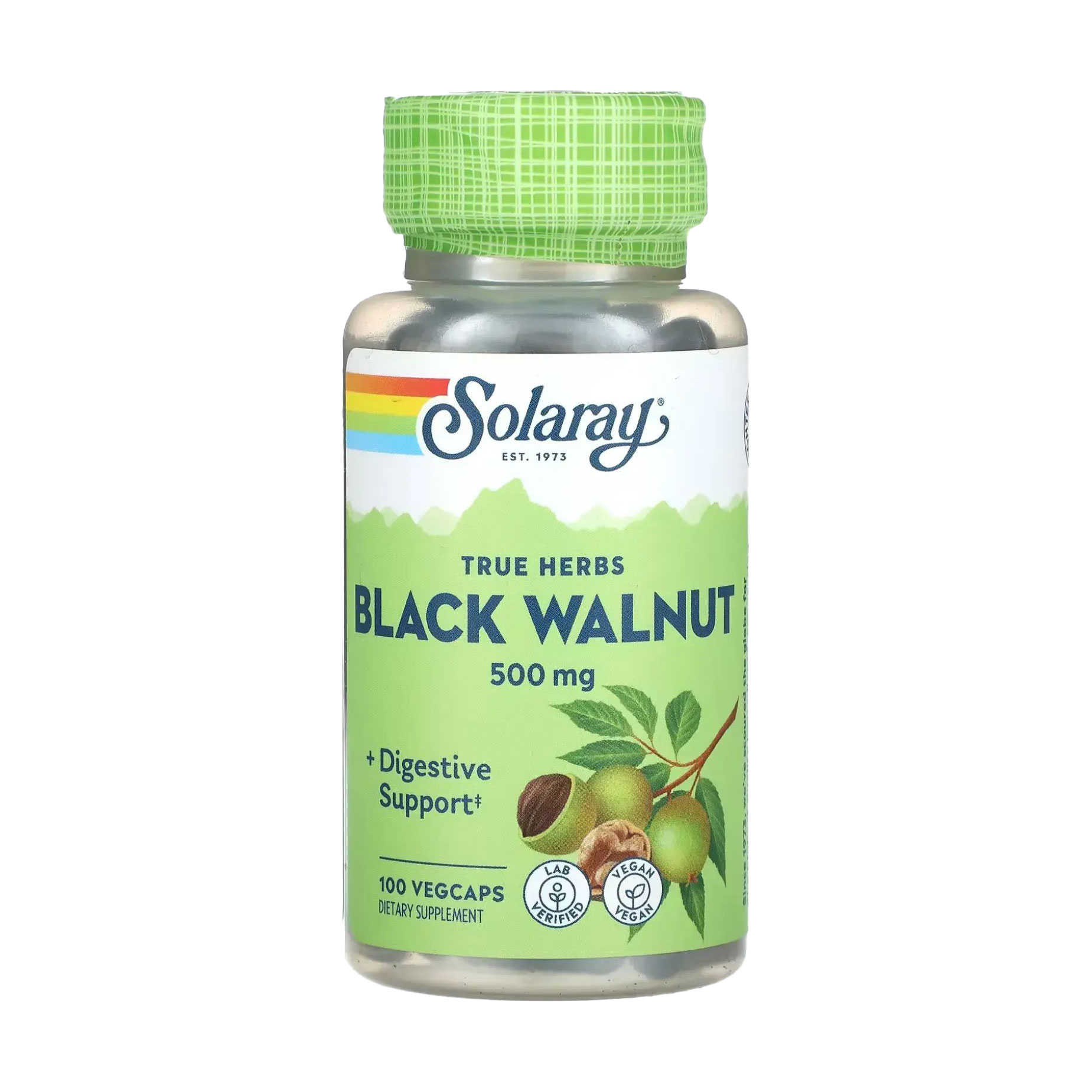 Чорний горіх Solaray Black Walnut 500 мг, 100 вегетаріанських капсул